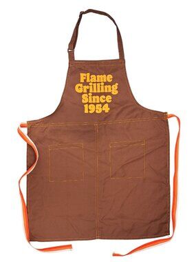 Burger King Employee Apron Flame Grilling Since 1954 Brown Orange Official Crew